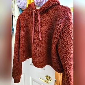 Sherpa Pullover Cropped Hoodie
